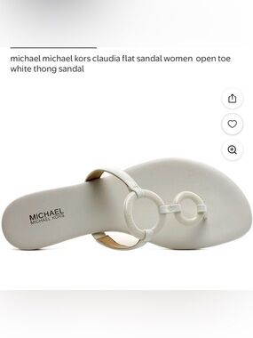 Michael Kors White Claudia Ring-Detail Thong Sandal NWT no box